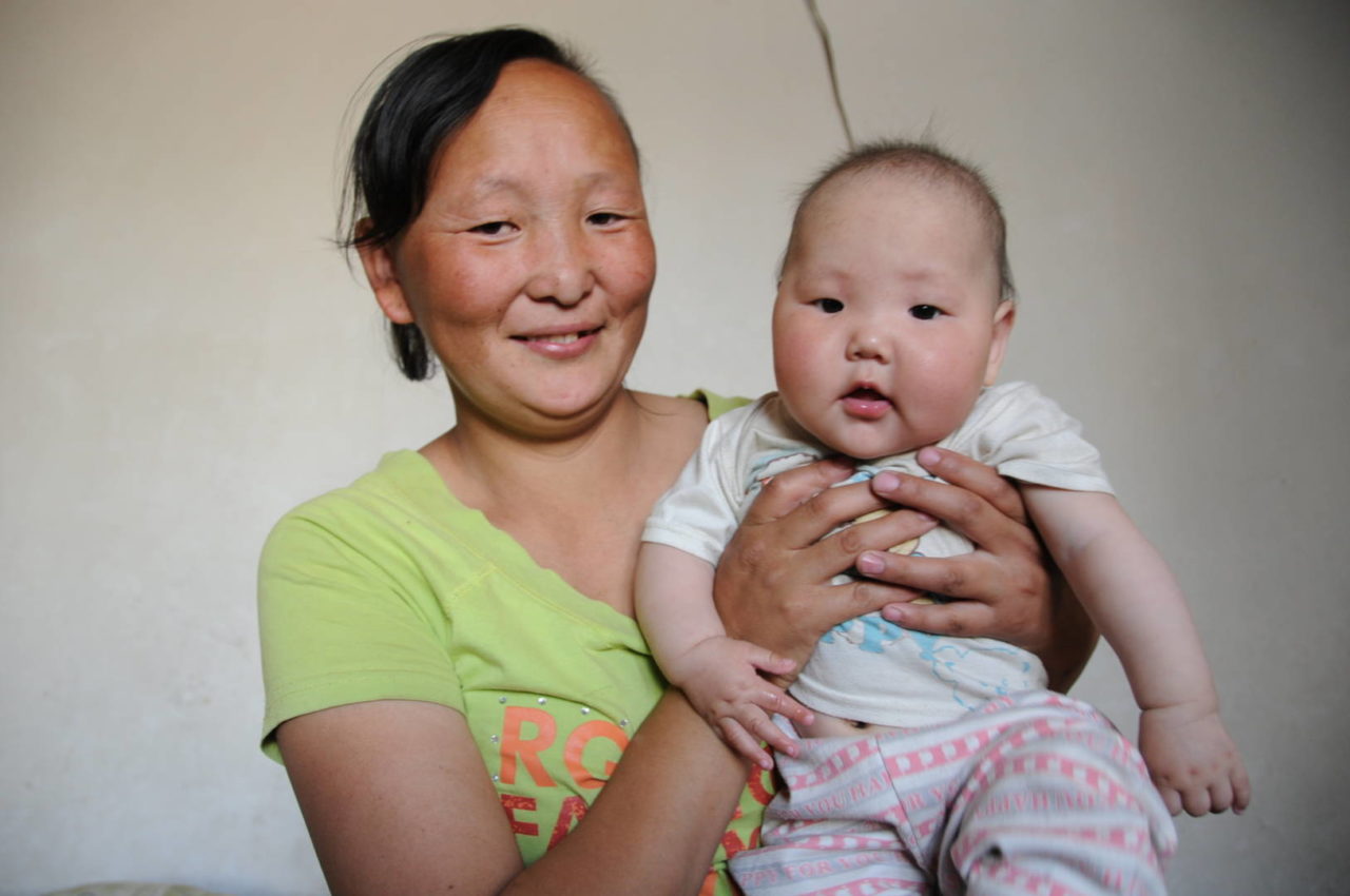 Mongolian mum and baby